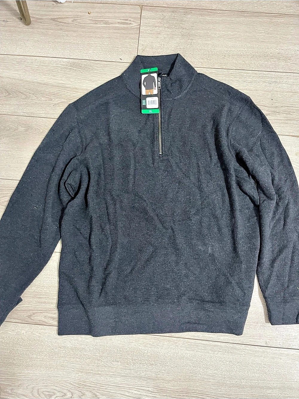 Banana Republic Waffle Quarter Zip Pullover Gray XL